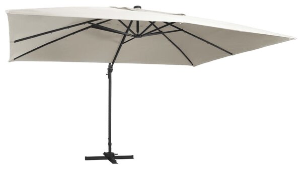 Konzolni vrtni suncobran LED sa stupom 400x300 cm boja pijeska - Bijela / 400 x 300 cm (7 x 5 cm)