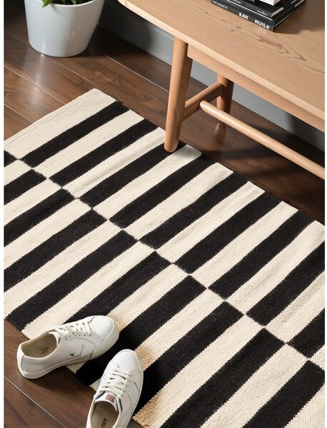 Crno-bijela obostrana/ručno rađena vunenia staza 80x200 cm Donna – Hanse Home