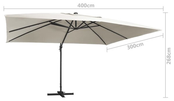 Konzolni vrtni suncobran LED sa stupom 400x300 cm boja pijeska - Bijela / 400 x 300 cm (7 x 5 cm)