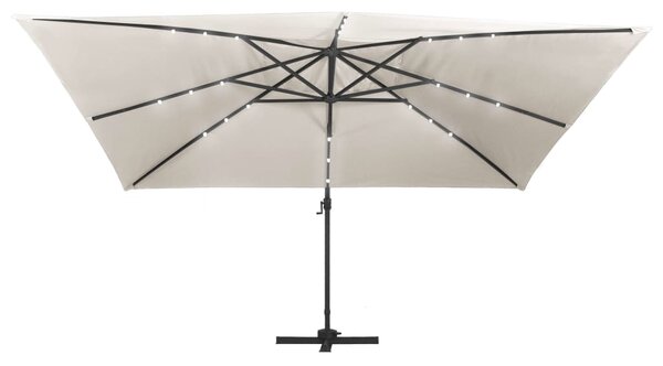 Konzolni vrtni suncobran LED sa stupom 400x300 cm boja pijeska - Bijela / 400 x 300 cm (7 x 5 cm)