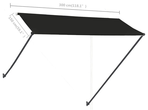 Tenda na uvlačenje s LED svjetlima 300 x 150 cm antracit - Antracitno siva / 300 x 150 cm