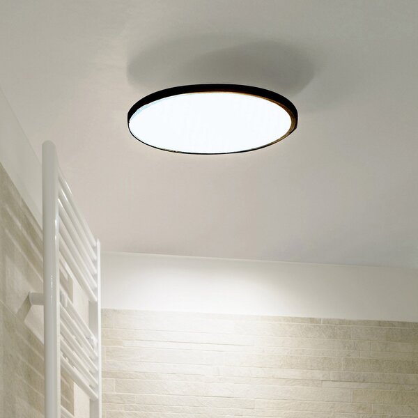 LIGHTME LED stropna svjetiljka Aqua Ø 30,2 cm crna, Crno, kupaonica, Metal