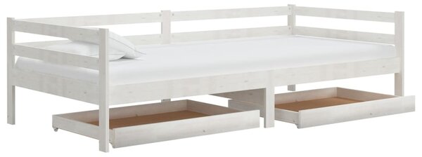 Dnevni ležaj s ladicama 90 x 200 cm bijeli od masivne borovine - Bijela / Default