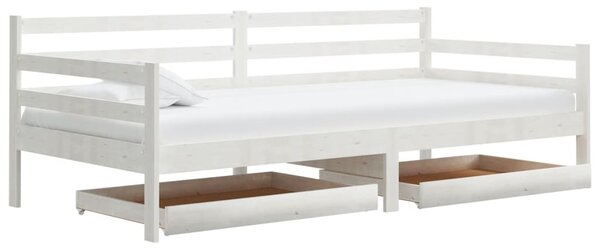Dnevni ležaj s ladicama 90 x 200 cm bijeli od masivne borovine - Bijela / Default