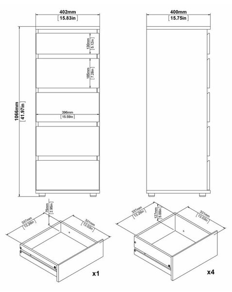 Bijela visoka komoda 40x107 cm Nova – Tvilum