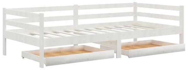 Dnevni ležaj s ladicama 90 x 200 cm bijeli od masivne borovine - Bijela / Default