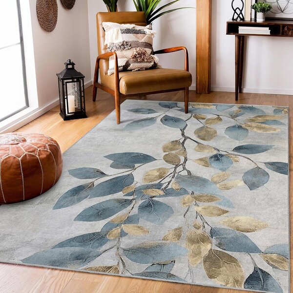 Svijetlo plava/u zlatnoj boji perivia staza 80x200 cm Golden Leaves – Mila Home