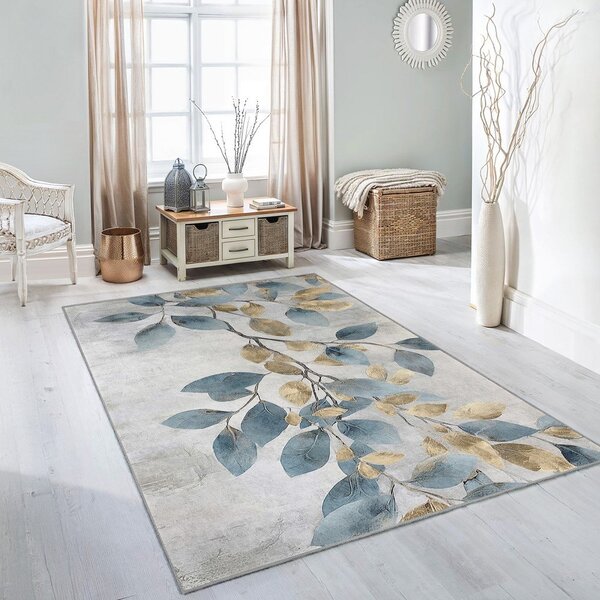 Svijetlo plava/u zlatnoj boji perivia staza 80x200 cm Golden Leaves – Mila Home