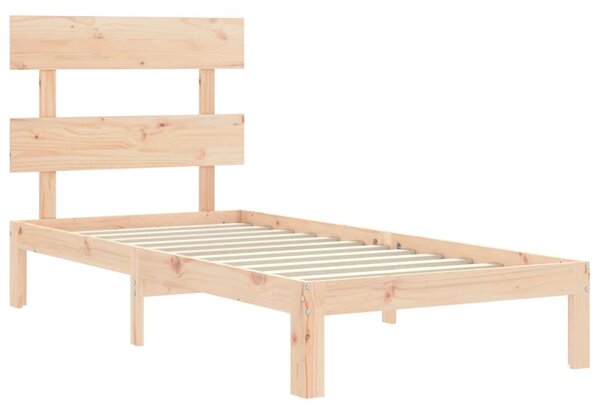 Okvir kreveta s uzglavljem mali jednokrevetni masivno drvo - Smeđa / 75 x 190 cm