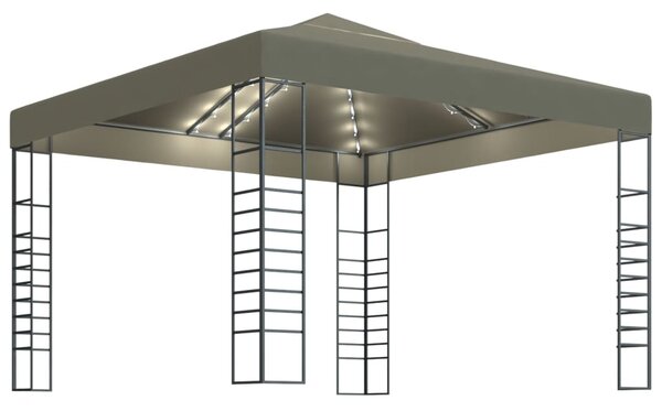 Vrtni šator s LED svjetlosnim trakama 3 x 3 m smeđe-sivi - Tupe / N/A