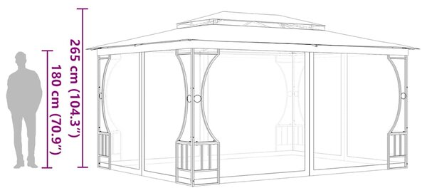 Sjenica s mrežama 300 x 400 x 265 cm krem - Krema / 300 x 400 x 265 cm