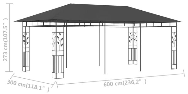 Sjenica s mrežom protiv komaraca 6 x 3 x 2,73 m antracit - Antracitno siva / 6 x 3 x 2.73 m
