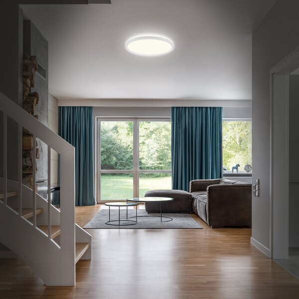 Briloner LED stropna svjetiljka za kupaonicu Slim Drip, bijela, Ø 42 cm, Bijela, kupaonica, Plastika