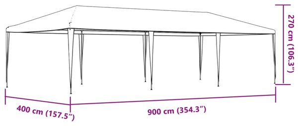 Šator za zabave 4 x 9 m bijeli - Bijela / 4 x 9 m