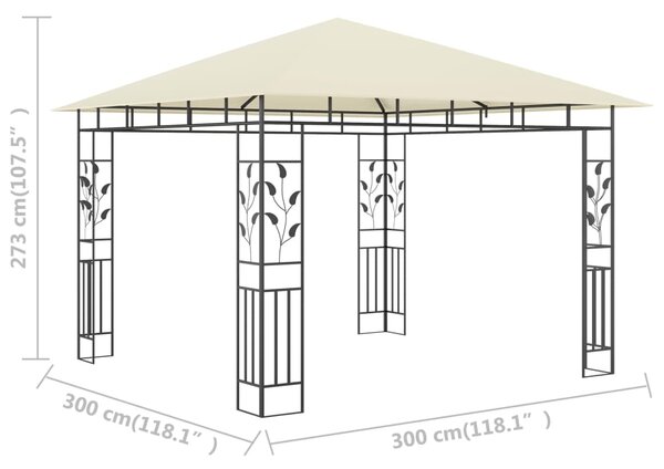 Sjenica s mrežom protiv komaraca 3 x 3 x 2,73 m krem 180 g/m² - Krema / 3 x 3 x 2.73 m