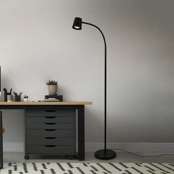 Briloner Skriva podna lampa, podesiva, GU10, crna, Crno, Dnevni boravak/blagovaonica, Metal