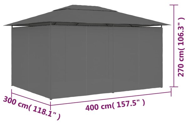 Vrtni šator sa zavjesama 4 x 3 m antracit - Antracitno siva / N/A