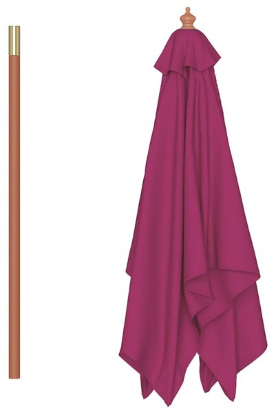 Vanjski suncobran s drvenim stupom 150 x 200 cm bordo - Crvena / N/A