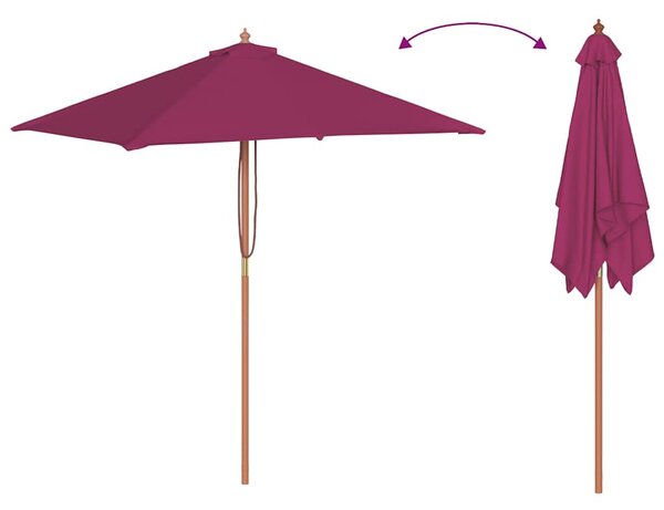 Vanjski suncobran s drvenim stupom 150 x 200 cm bordo - Crvena / N/A