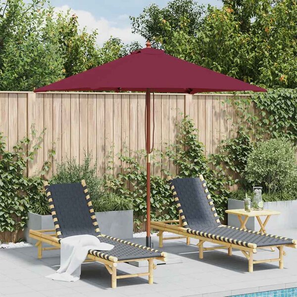 Vanjski suncobran s drvenim stupom 150 x 200 cm bordo - Crvena / N/A