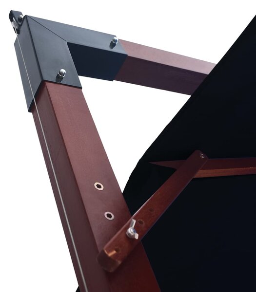Viseći suncobran s drvenim stupom 400 x 300 cm crni - Crna / N/A