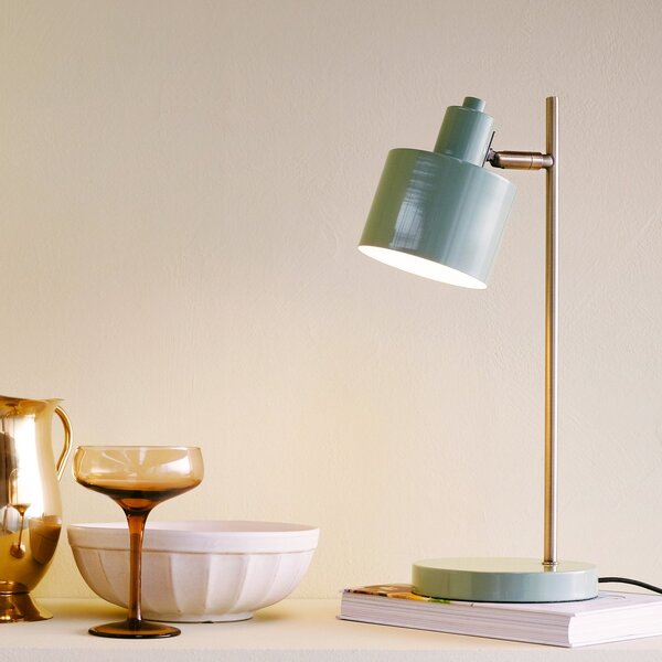 Dyberg Larsen Stolna lampa Ocean, maslinasta, visina 43 cm, metalna, Zelena, Dnevni boravak/blagovaonica, Metal