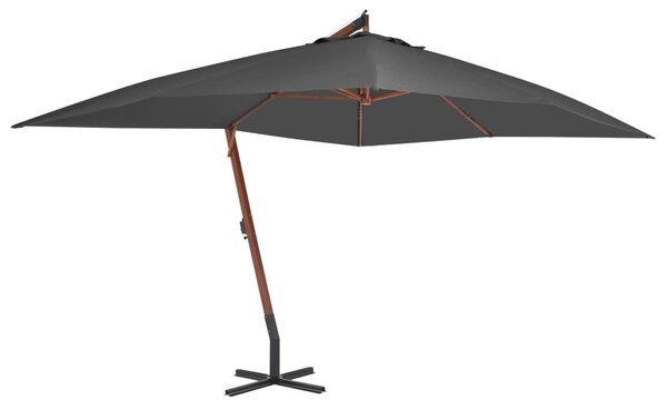 Konzolni vrtni suncobran s drvenim stupom 400 x 300 cm antracit - Antracitno siva / N/A