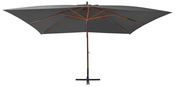 Konzolni vrtni suncobran s drvenim stupom 400 x 300 cm antracit - Antracitno siva / N/A