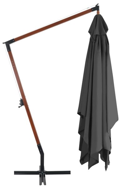 Konzolni vrtni suncobran s drvenim stupom 400 x 300 cm antracit - Antracitno siva / N/A