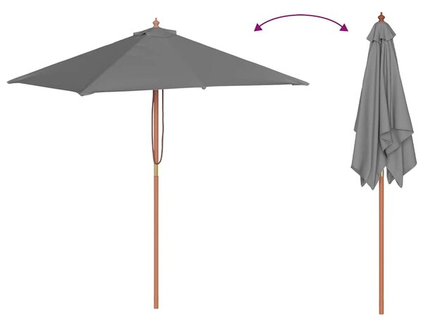 Vanjski suncobran s drvenim stupom 150 x 200 cm antracit - Antracitno siva / N/A