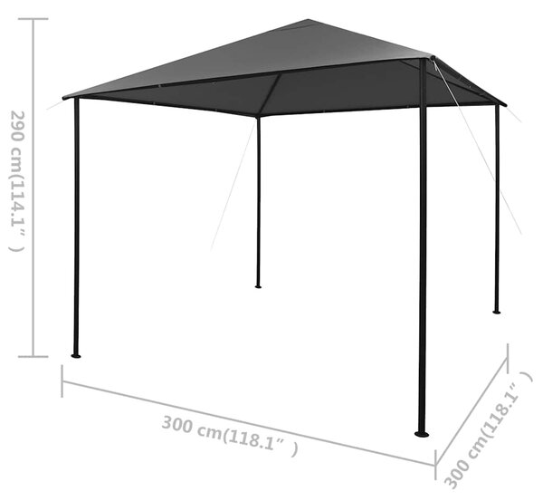 Sjenica od tkanine i čelika 3 x 3 m antracit 180 g/m² - Antracitno siva / 3 x 3 m