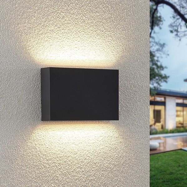 Lindby LED vanjska zidna svjetiljka Jarte, set od 3 komada, gore/dolje, IP65, Crno, Plastika, Zidna utičnica iznad/dolje