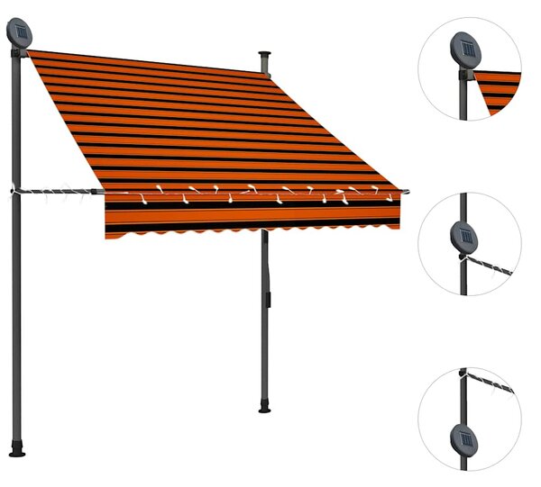 Tenda na ručno uvlačenje s LED svjetlom 150 cm narančasto-smeđa - Šarena / N/A