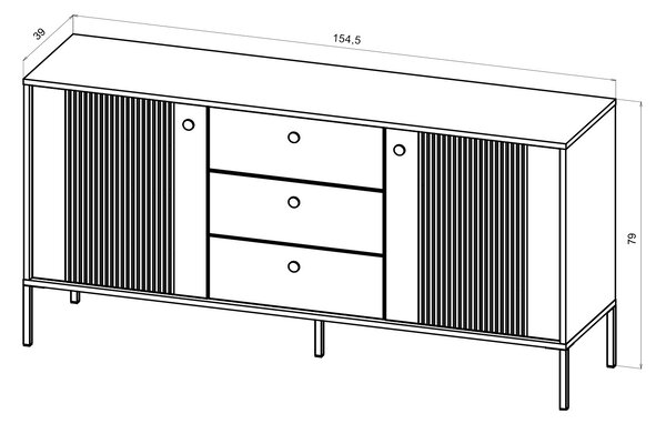 Zondo.hr Komoda Isae 2D3S (crna + zlatna). 1154784