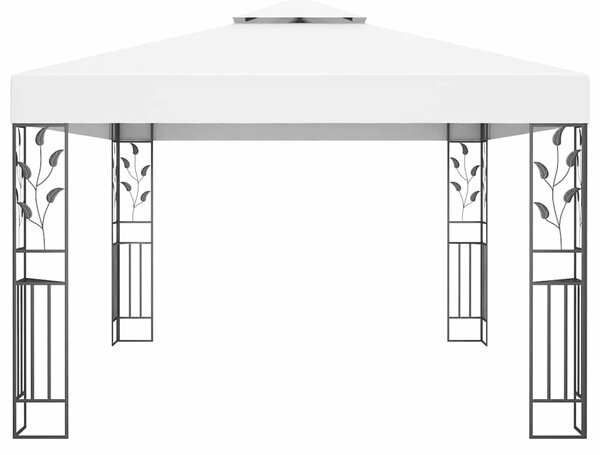 Sjenica s dva krova i LED svjetlosnim trakama 3 x 4 m bijela - Bijela / N/A