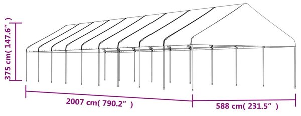 Sjenica s krovom bijela 20,07 x 5,88 x 3,75 m polietilen - Bijela / 20.07 x 5.88 x 3.75 m