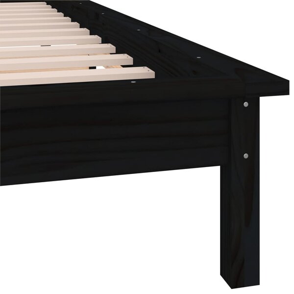 LED okvir kreveta crni 75 x 190 cm mali od masivnog drva - Crna / 75 x 190 cm