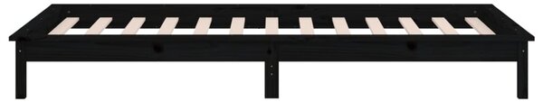 LED okvir kreveta crni 75 x 190 cm mali od masivnog drva - Crna / 75 x 190 cm