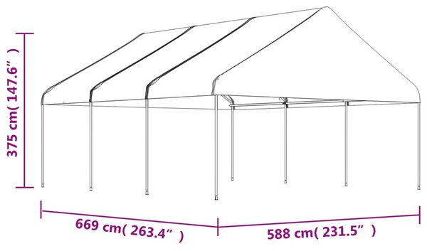 Sjenica s krovom bijela 6,69 x 5,88 x 3,75 m polietilen - Bijela / 6.69 x 5.88 x 3.75 m