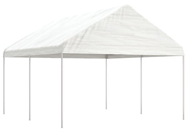 Sjenica s krovom bijela 4,46 x 4,08 x 3,22 m polietilen - Bijela / 4.46 x 4.08 x 3.22 m