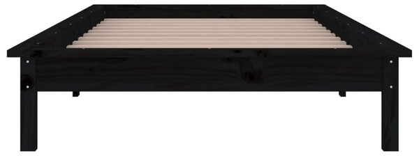 LED okvir kreveta crni 75 x 190 cm mali od masivnog drva - Crna / 75 x 190 cm