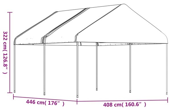 Sjenica s krovom bijela 4,46 x 4,08 x 3,22 m polietilen - Bijela / 4.46 x 4.08 x 3.22 m