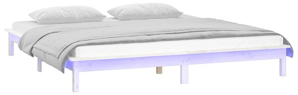 LED okvir kreveta bijeli 120x190 cm mali bračni masivno drvo - Bijela / 120 x 190 cm