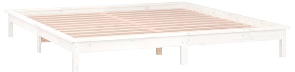LED okvir kreveta bijeli 120x190 cm mali bračni masivno drvo - Bijela / 120 x 190 cm