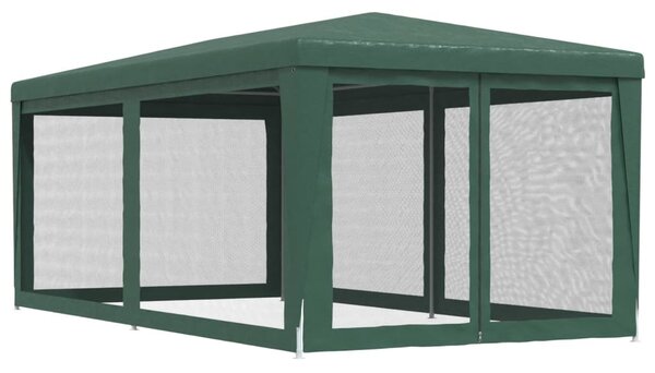 Šator za zabave sa 6 mrežastih bočnih zidova zeleni 3x6 m HDPE - Zelena / 3 x 6 m