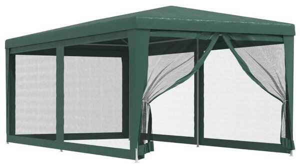 Šator za zabave sa 6 mrežastih bočnih zidova zeleni 3x6 m HDPE - Zelena / 3 x 6 m