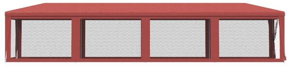 Šator za zabave s 10 mrežastih bočnih zidova crveni 3x12 m HDPE - Crvena / 3 x 12 m