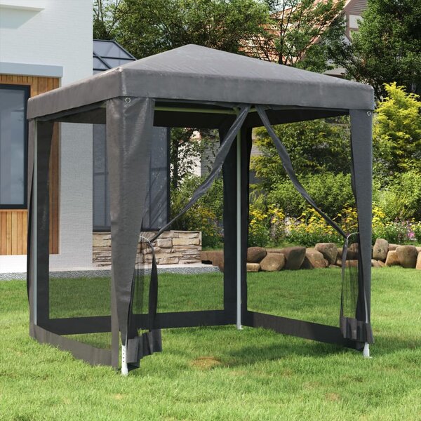 Šator za zabave s 4 mrežasta bočna zida antracit 2 x 2 m HDPE - Antracitno siva / 2 x 2 m