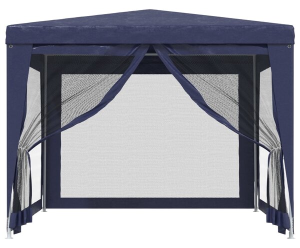 Šator za zabave s 4 mrežasta bočna zida plavi 3 x 3 m HDPE - Plava / 3 x 3 m