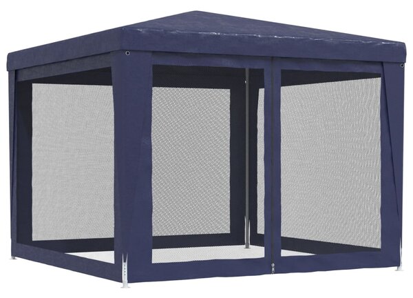 Šator za zabave s 4 mrežasta bočna zida plavi 3 x 3 m HDPE - Plava / 3 x 3 m